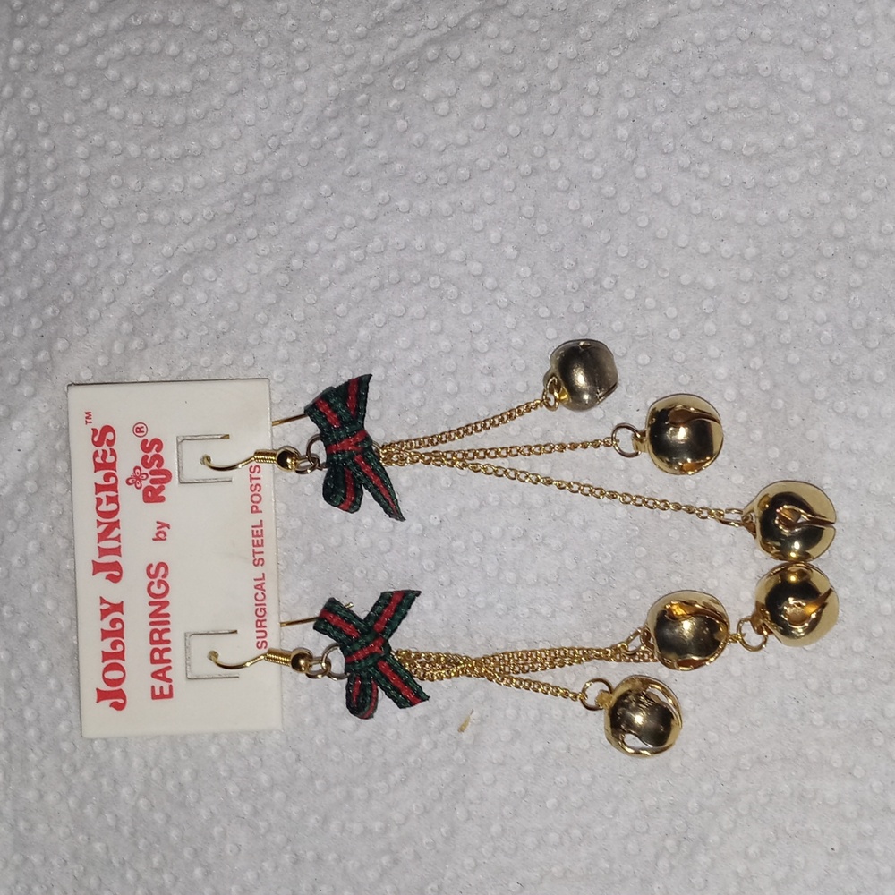 Vintage Russ Berrie Jolly Jingles Christmas Bells Earrings